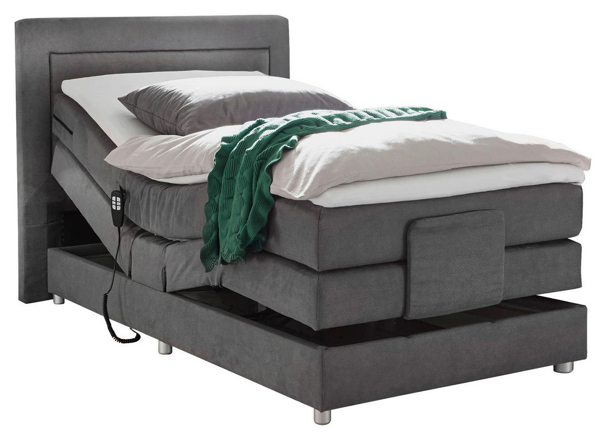 POSTEL BOXSPRING, 100/200 cm, šedá - šedá/barvy stříbra, Basics, kompozitní dřevo/textil (100/200cm) - MID.YOU