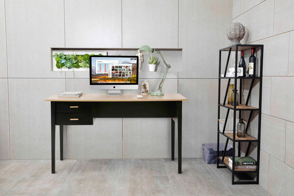 SCHREIBTISCH 140/60/75 cm  in Naturfarben, Schwarz  - Schwarz/Naturfarben, Design, Holz/Holzwerkstoff (140/60/75cm) - Livetastic