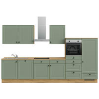 KÜCHENLEERBLOCK 360 cm   in Grün, Eichefarben  - Eichefarben/Schwarz, MODERN, Holzwerkstoff/Metall (360cm) - Nobilia