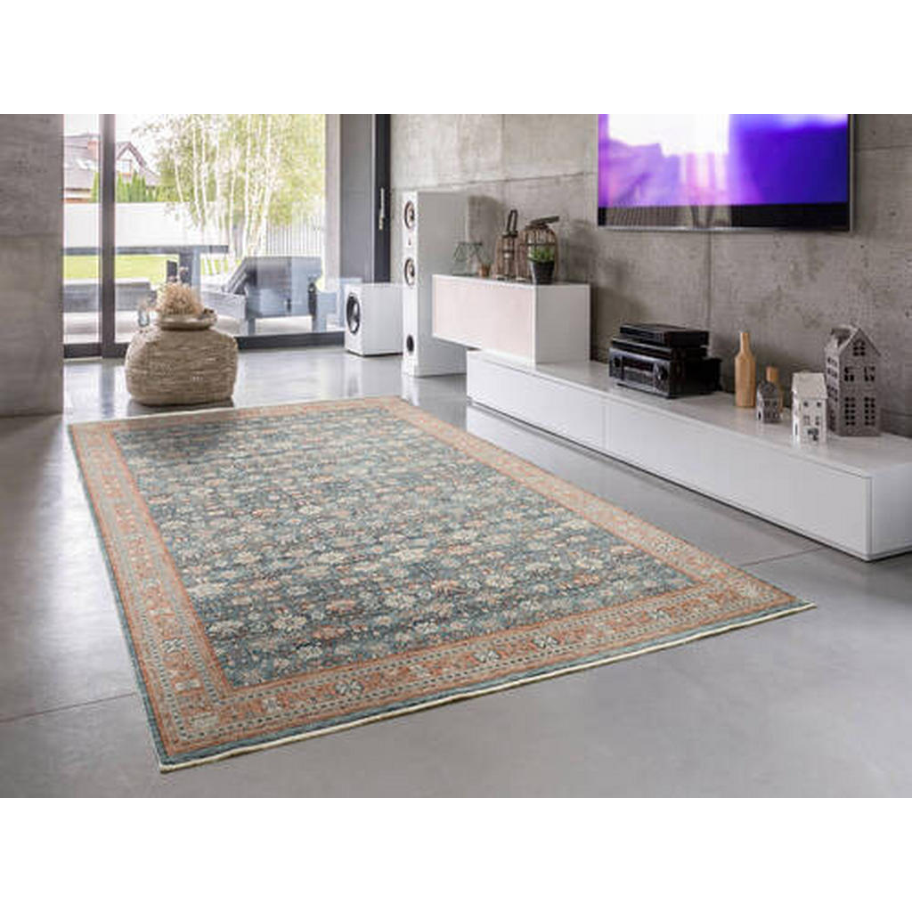 Thumbnail - Novel Vintage-Teppich Picardie, Blau, Terracotta, Textil, orientalisch, rechteckig, 140x200 cm, Oeko-Tex® Standard 100, ...