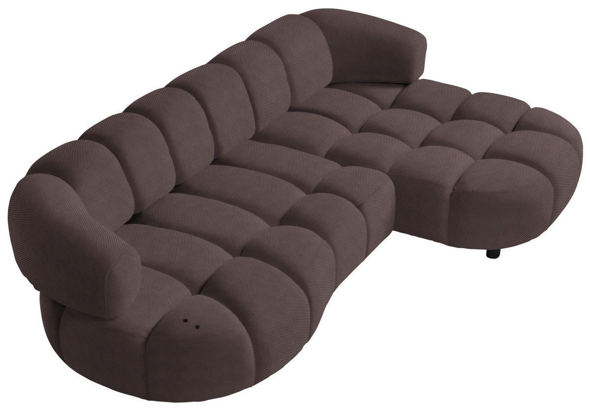 ECKSOFA in Webstoff Taupe  284/183 cm  - Taupe/Schwarz, Design, Holz/Textil (284/183cm) - Welnova