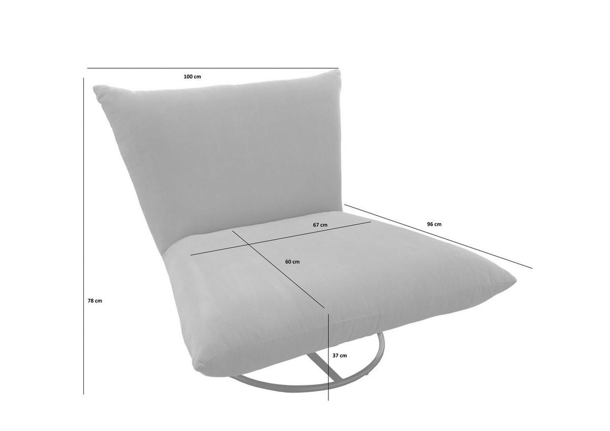 RELAXSESSEL Cord    - Schwarz/Grau, Design, Textil/Metall (100/78/96cm) - Livetastic