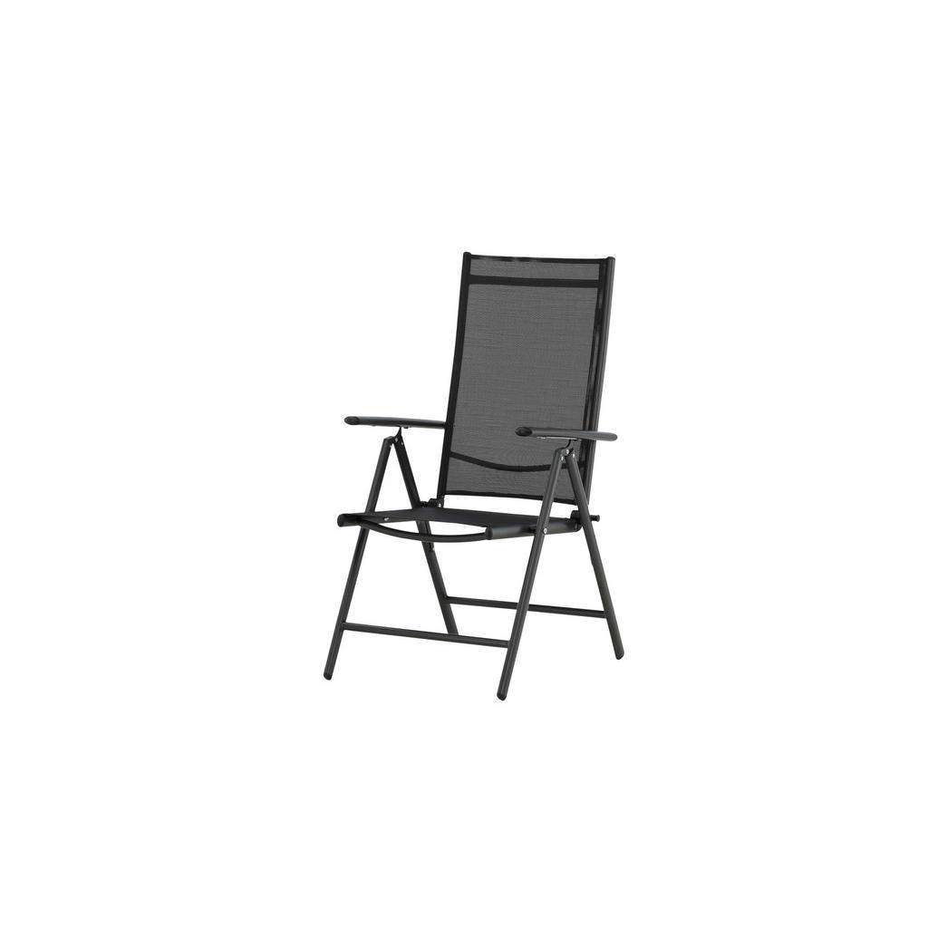 Thumbnail - Gardenson Gartenstuhl-Set, Schwarz, Metall, Textil, eckig, 55x108x62 cm, klappbar, inklusive Armlehnen, Gartenmöbel, Gar...