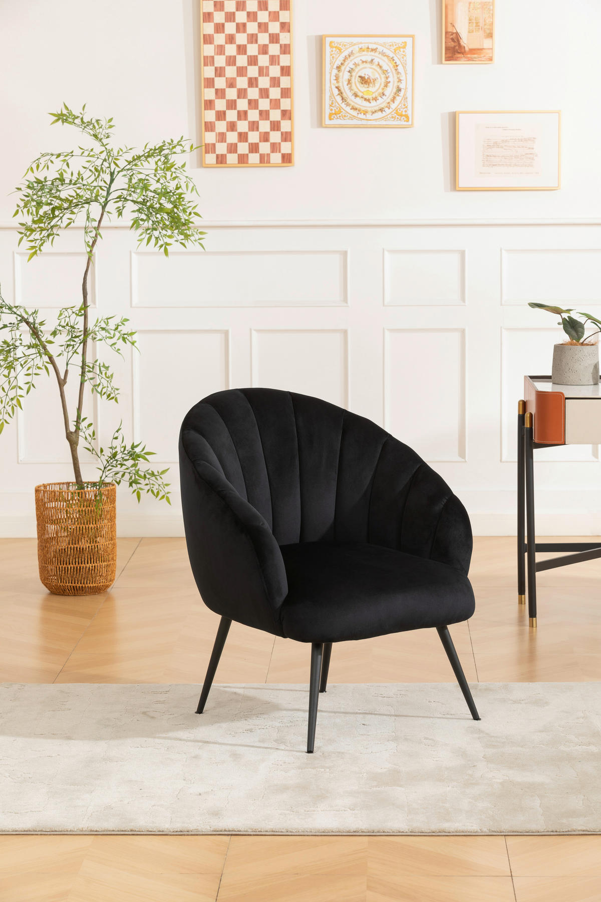 COCKTAILSESSEL Samt Schwarz    - Blau/Schwarz, MODERN, Textil/Metall (67/80/78cm) - Livetastic