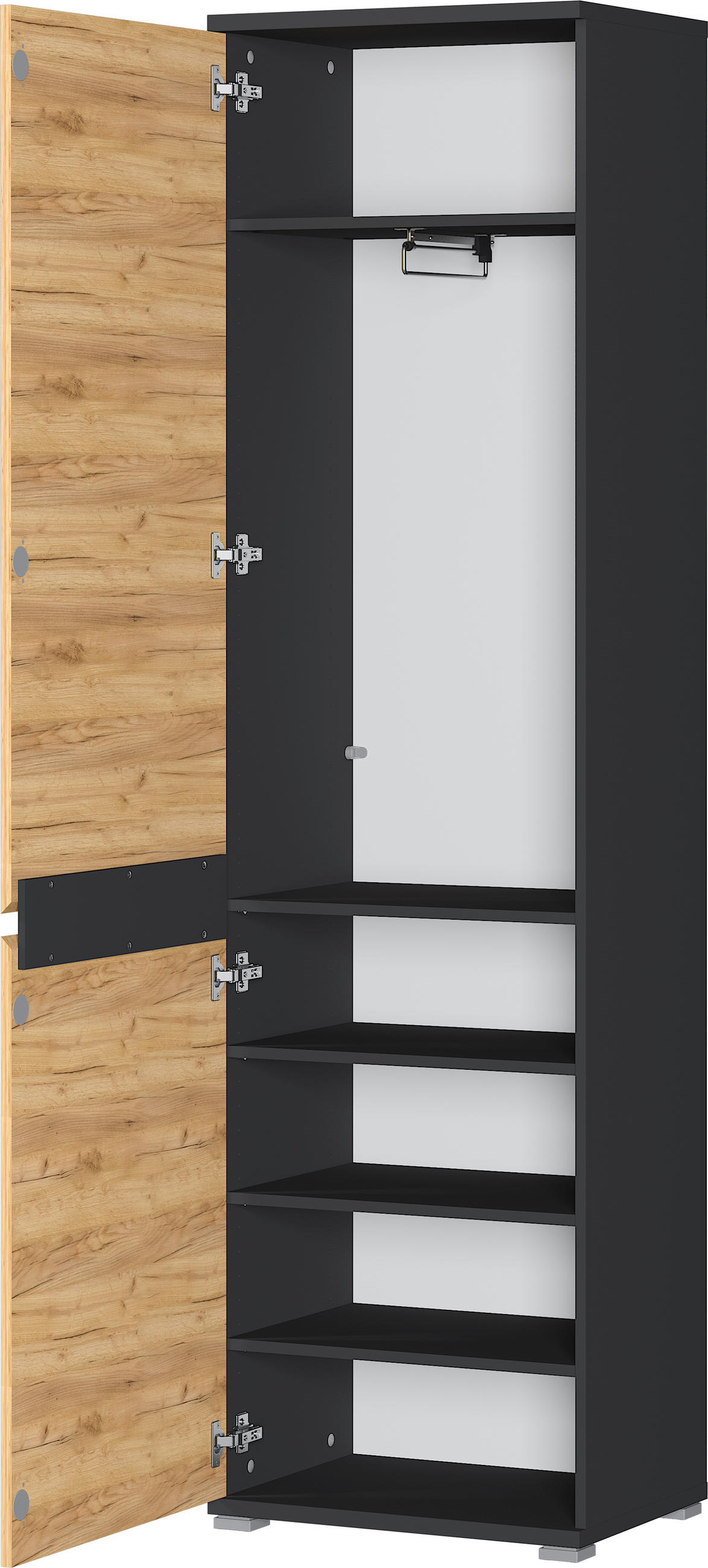 GARDEROBE 5-teilig  in 276/200/40 cm  - Eichefarben/Anthrazit, Design, Holzwerkstoff (276/200/40cm)