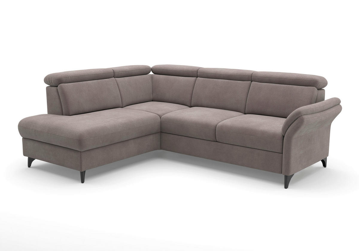 ECKSOFA GLENDALE E in Flachgewebe Taupe  193/247 cm  - Taupe/Schwarz, KONVENTIONELL, Textil/Metall (193/247cm) - Sit & More