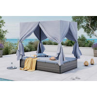 GARTENLIEGE 135/180/197 cm  - Grau, MODERN, Kunststoff/Textil (135/180/197cm) - Ambia Garden