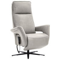 RELAXSESSEL in Leder Hellgrau  - Hellgrau/Schwarz, Design, Leder/Metall (83/123/87cm) - Valdera