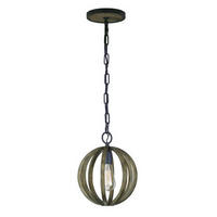 VISEČA SVETILKA  Elstead Allier      25.4/47 cm      E27 - barve hrasta, Konvencionalno, kovina/les (25.4/47cm) - Elstead Lighting