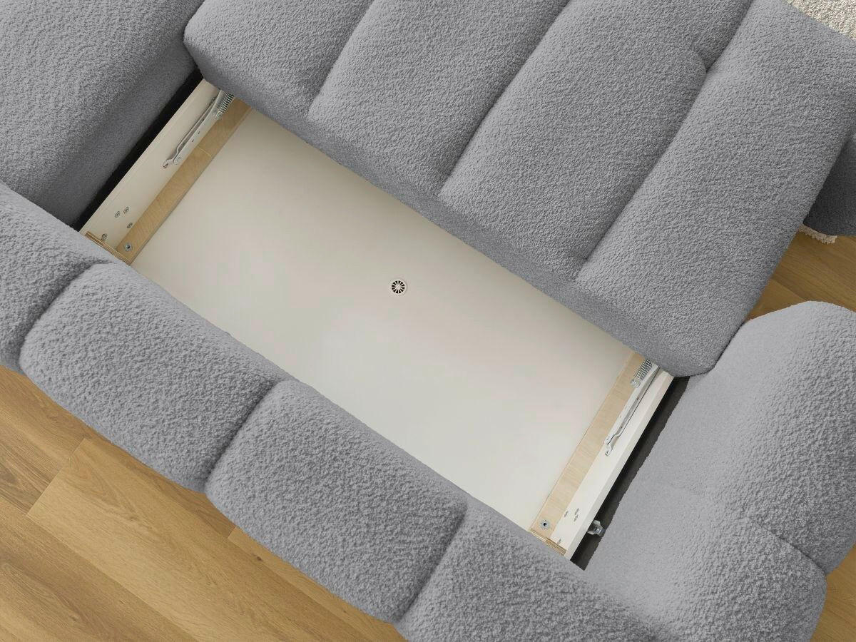 ECKSCHLAFSOFA FUJI Bouclé Dunkelgrau  inkl.  - Dunkelgrau/Schwarz, MODERN, Kunststoff/Textil (292/160cm)