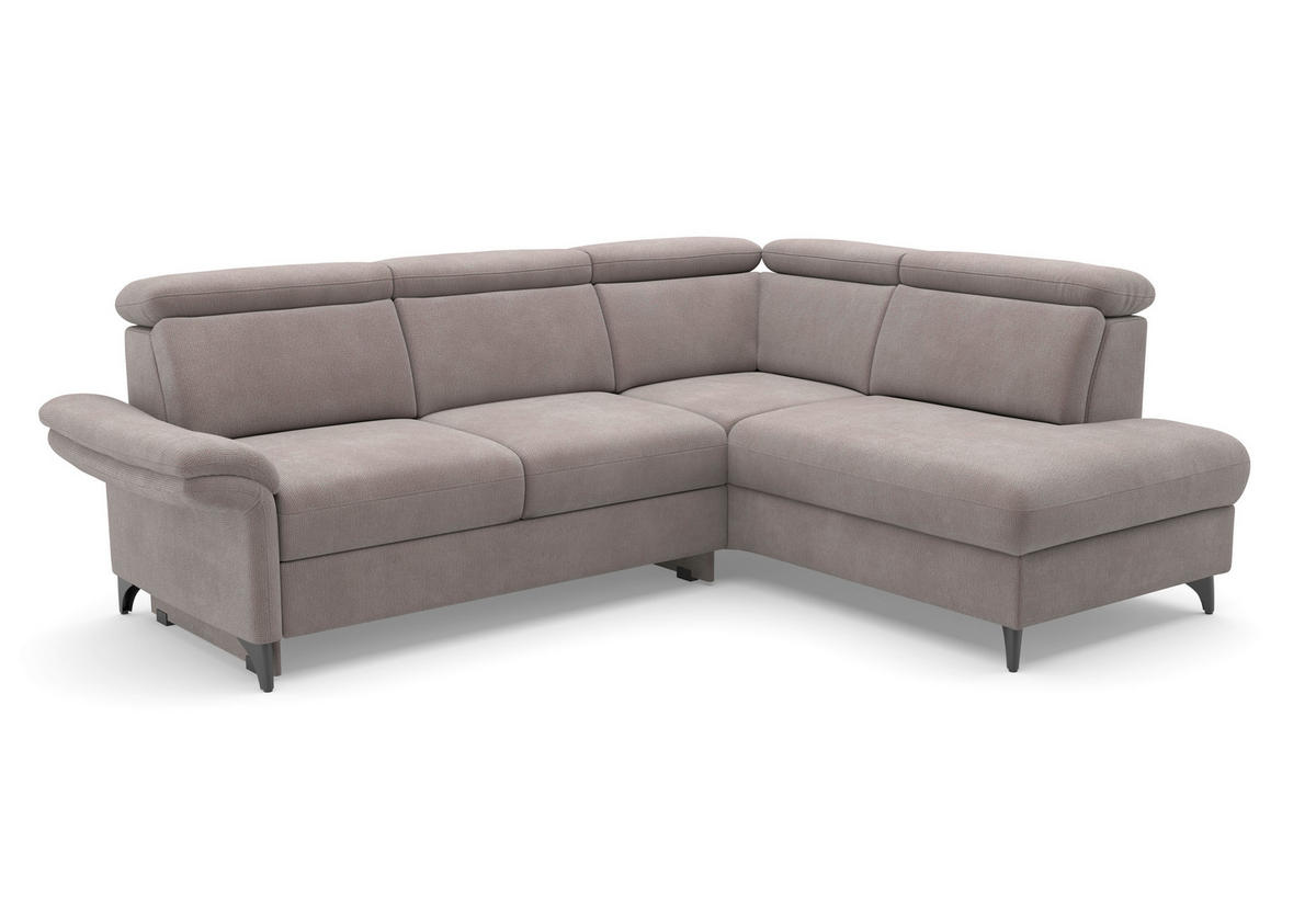 ECKSOFA Flachgewebe Taupe  - Taupe/Schwarz, Konventionell, Textil/Metall (247/193cm) - Sit & More