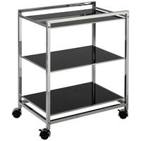 SERVIERWAGEN Schwarz, Edelstahlfarben  - Edelstahlfarben/Schwarz, Design, Glas/Kunststoff (60,5/73,5/40,5cm)