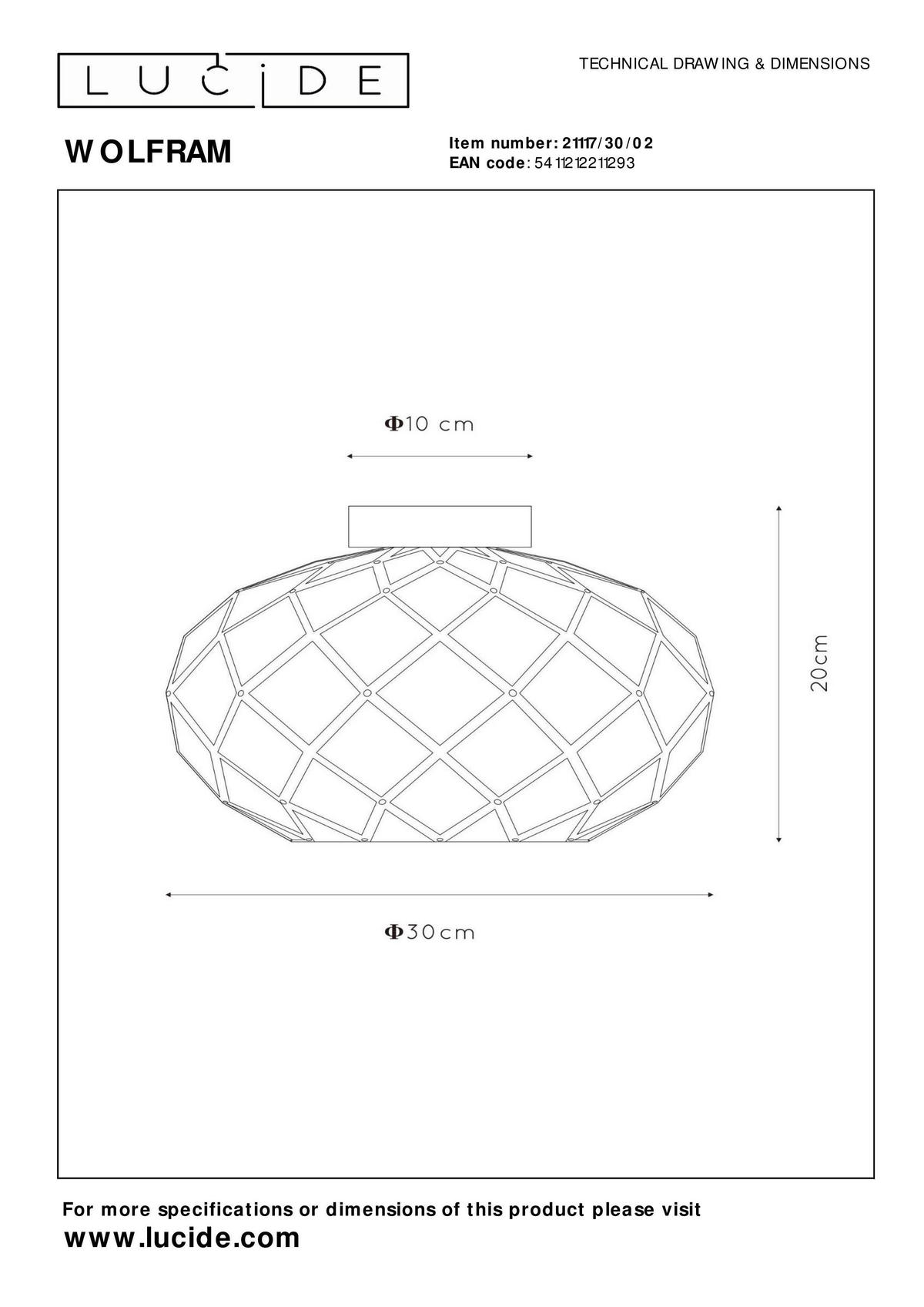 DECKENLEUCHTE  30/20 cm    - Messingfarben, Design, Metall (30/20cm) - Lucide