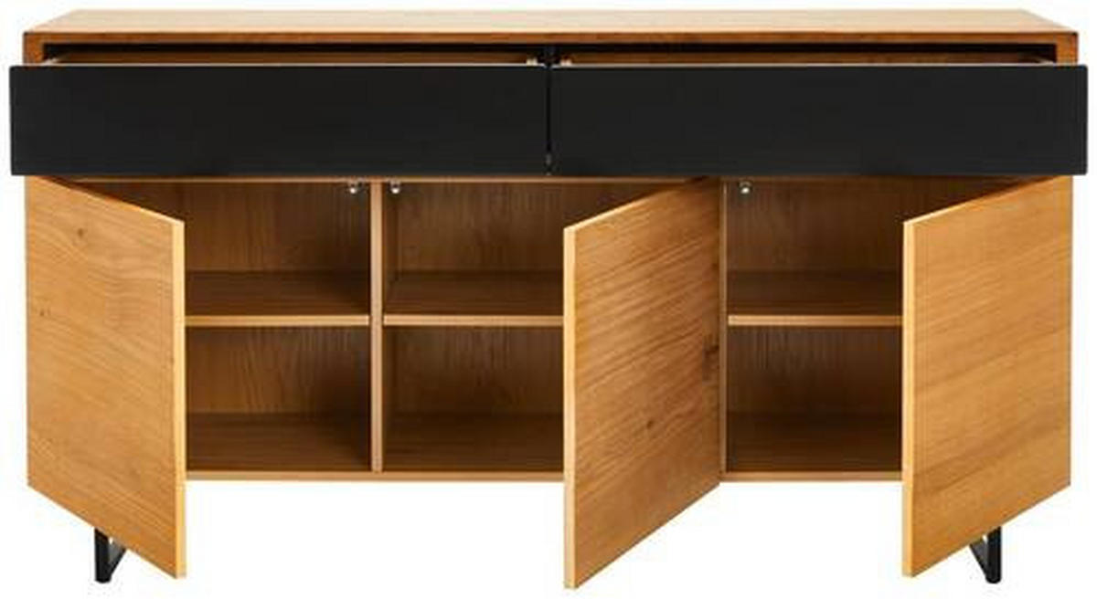 SIDEBOARD 160/86/40 cm  - svart/ekfärgad, Design, metall/trämaterial (160/86/40cm) - MID.YOU
