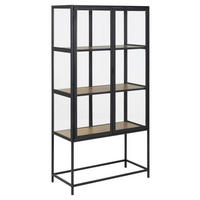 VITRINSKÅP i svart, ekfärgad, transparent  - svart/transparent, Modern, metall/glas (77/150/35cm) - Best Price