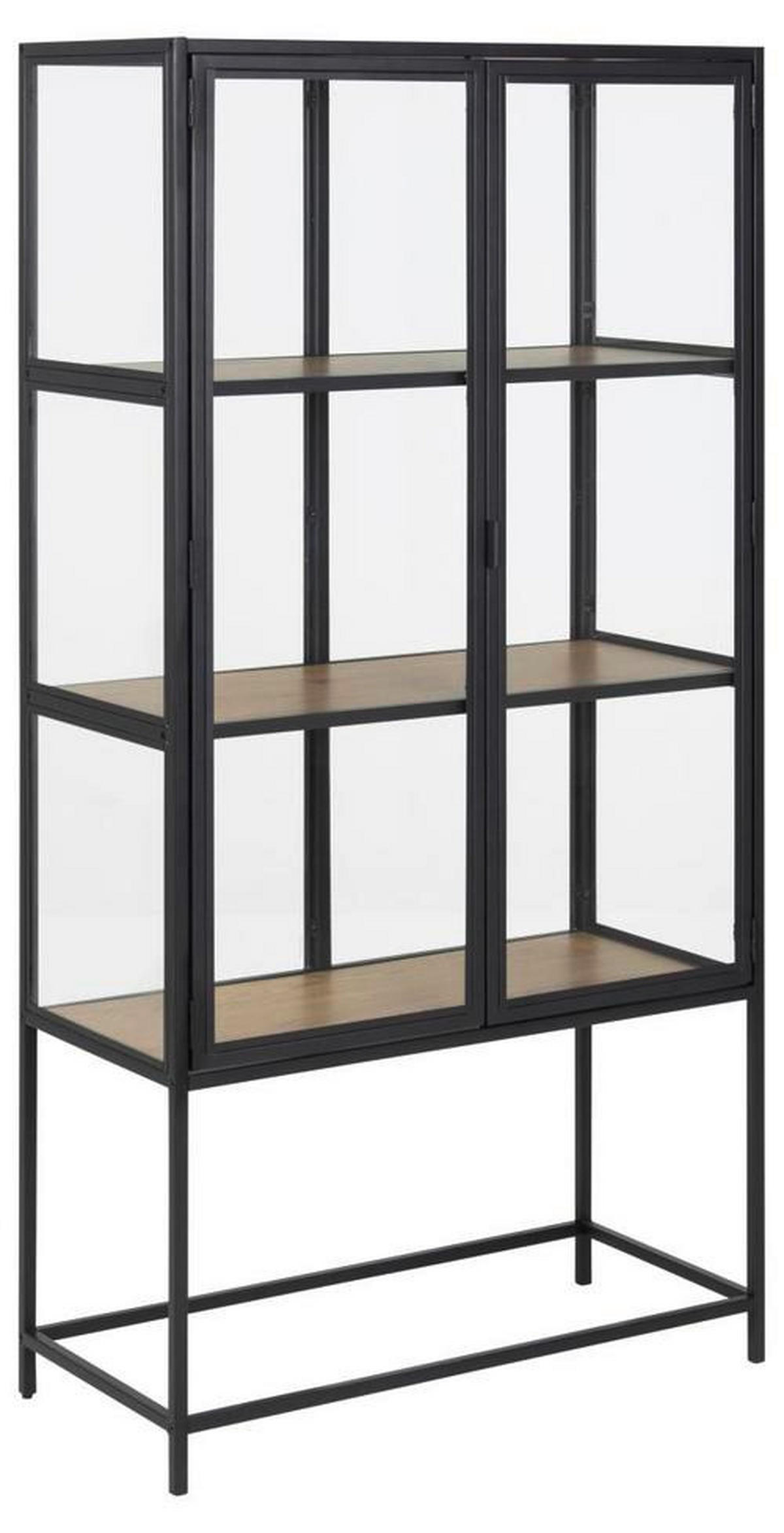 VITRINSKÅP i svart, ekfärgad, transparent  - svart/transparent, Modern, metall/glas (77/150/35cm) - Best Price