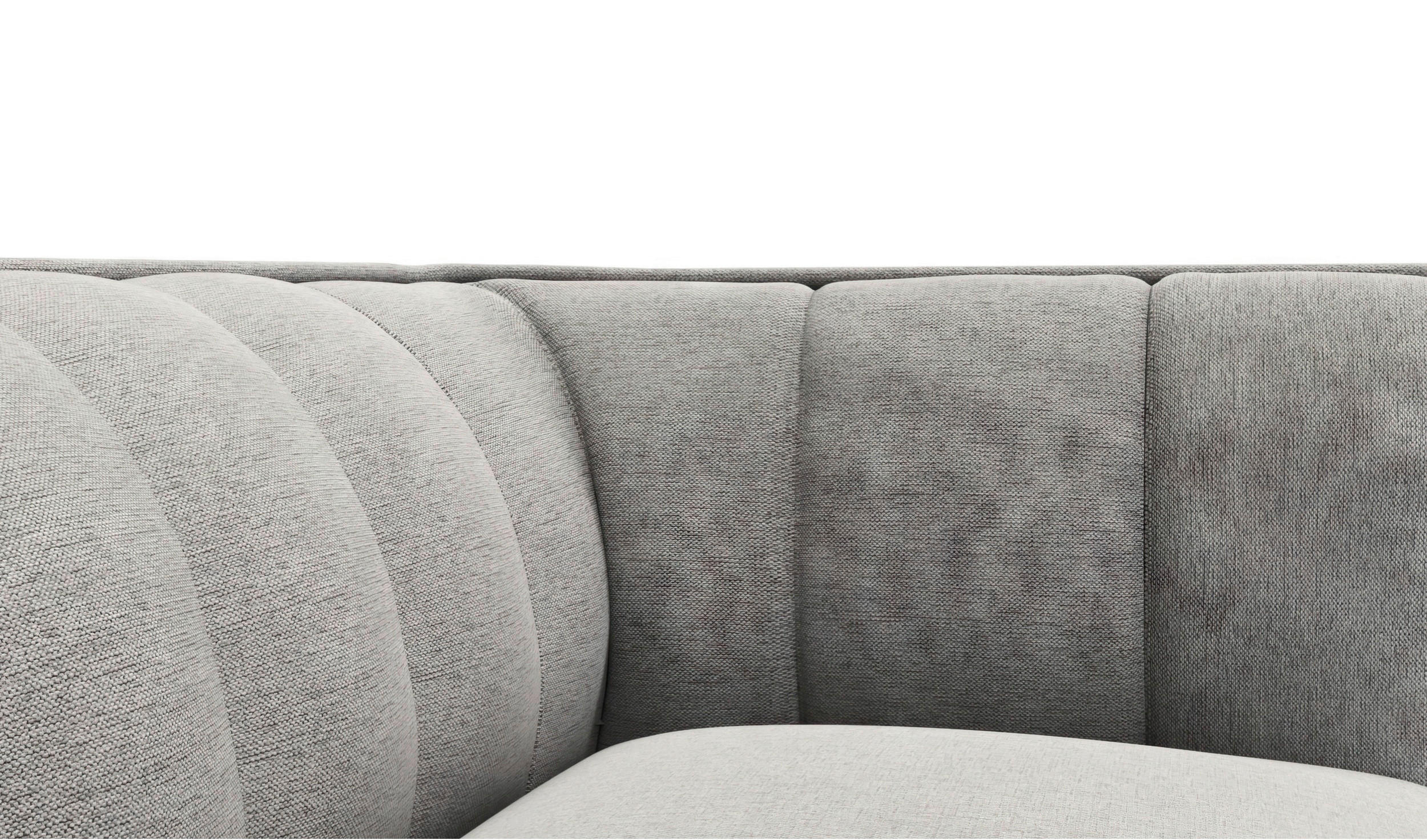 2,5-SITZER Chenille, Webstoff, Flachgewebe Grau  - Schwarz/Grau, Design, Holz/Textil (179/75/91cm) - Livetastic