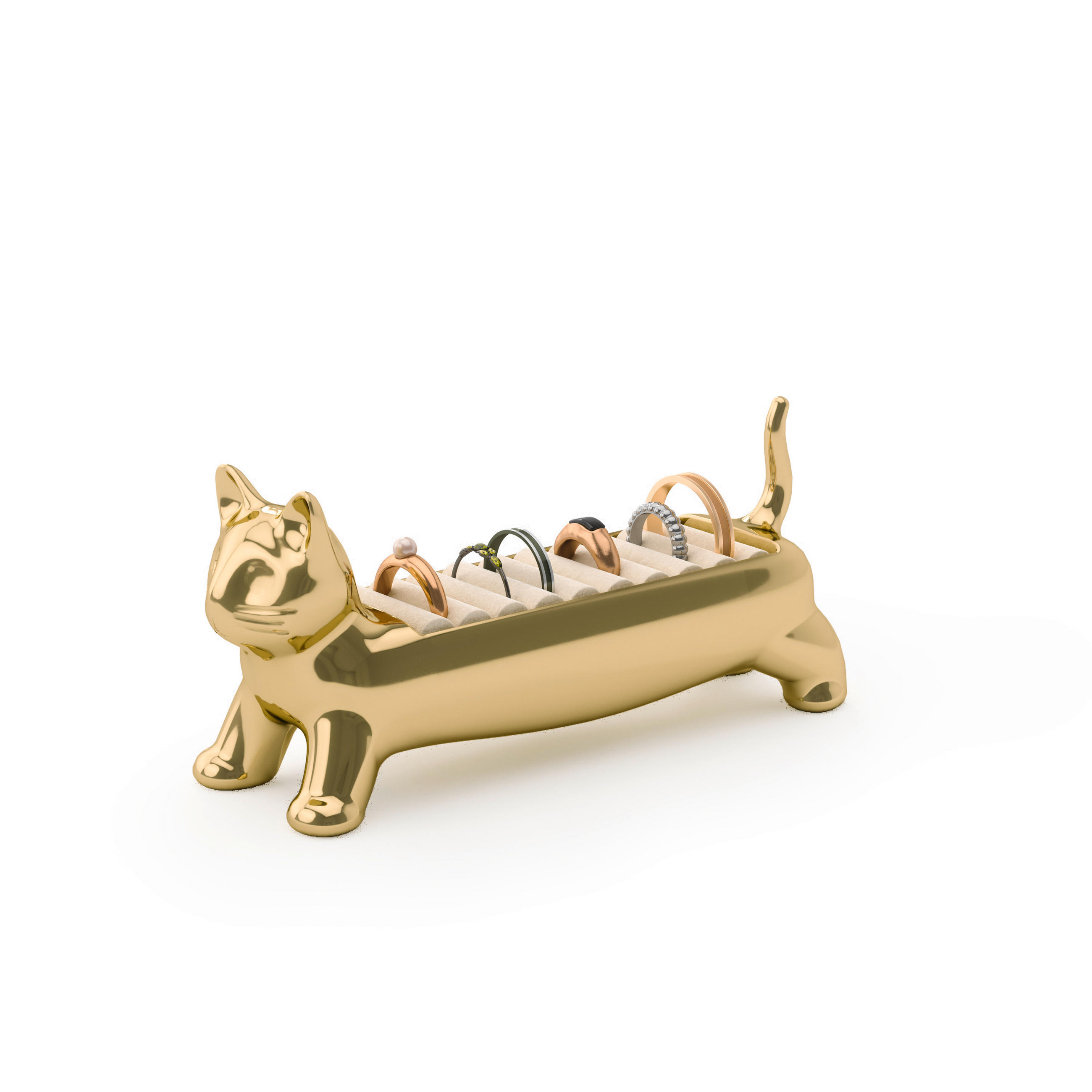 DRŽAČ ZA PRSTENJE 12/4/5 cm - boja mesinga, Osnovno, metal/tekstil (12/4/5cm) - Umbra