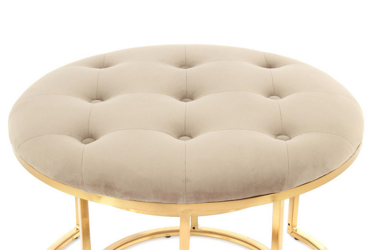 HOCKERSET Taupe, Goldfarben  - Taupe/Goldfarben, Design, Textil/Metall (40 / 60/32 / 41/40 / 60cm) - Kayoom