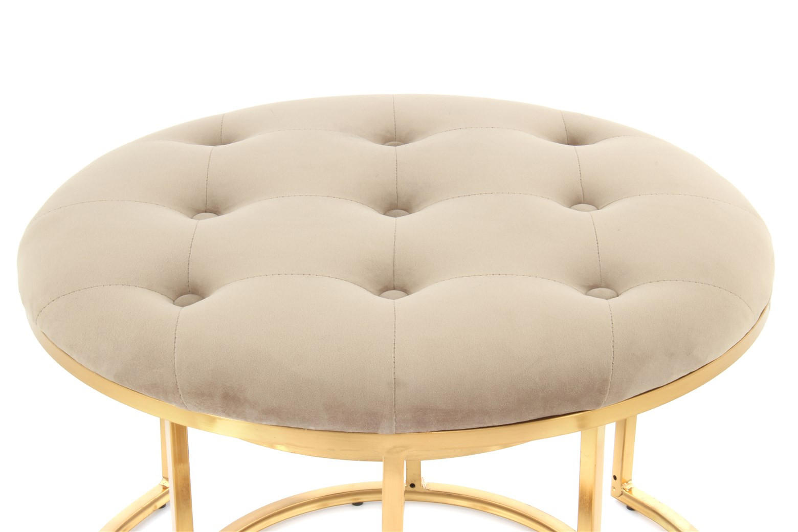 Thumbnail - Kayoom Hockerset, Taupe, Gold, Metall, Textil, 2-teilig, rund, 40x60x32 cm, Wohnzimmer, Hocker, Sitzhocker