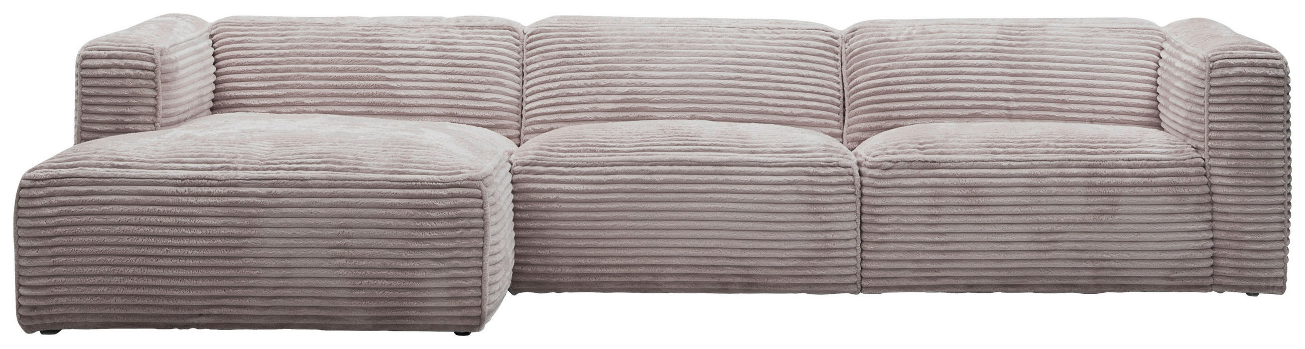 ECKSOFA Ottomane links, Eckteil  FEBE Taupe Cord  - Taupe/Schwarz, Design, Kunststoff/Textil (163/332cm) - Stylife
