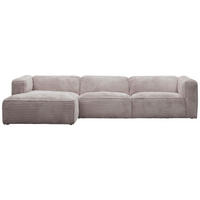 ECKSOFA Ottomane links, Eckteil  FEBE Taupe Cord  - Taupe/Schwarz, Design, Kunststoff/Textil (163/332cm) - Stylife
