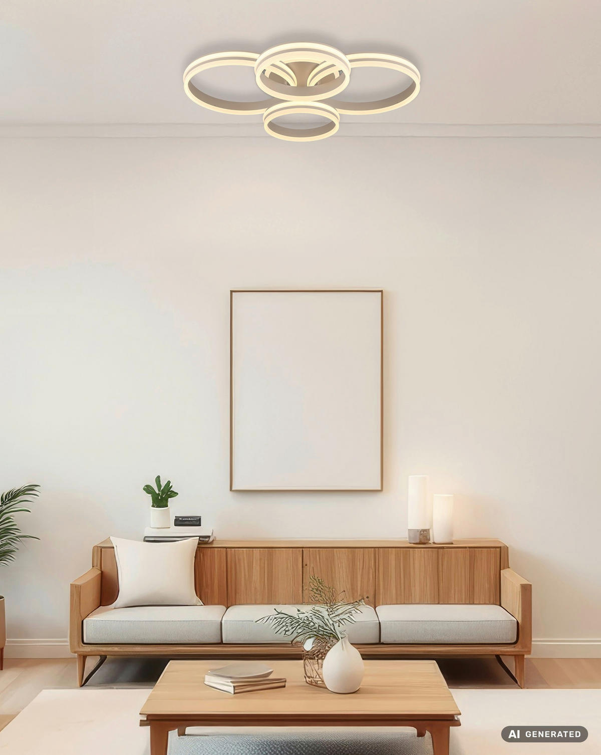 LED-DECKENLEUCHTE Rubio 84,5/68/14 cm  - Sandfarben/Opal, Design, Kunststoff/Metall (84,5/68/14cm) - Globo