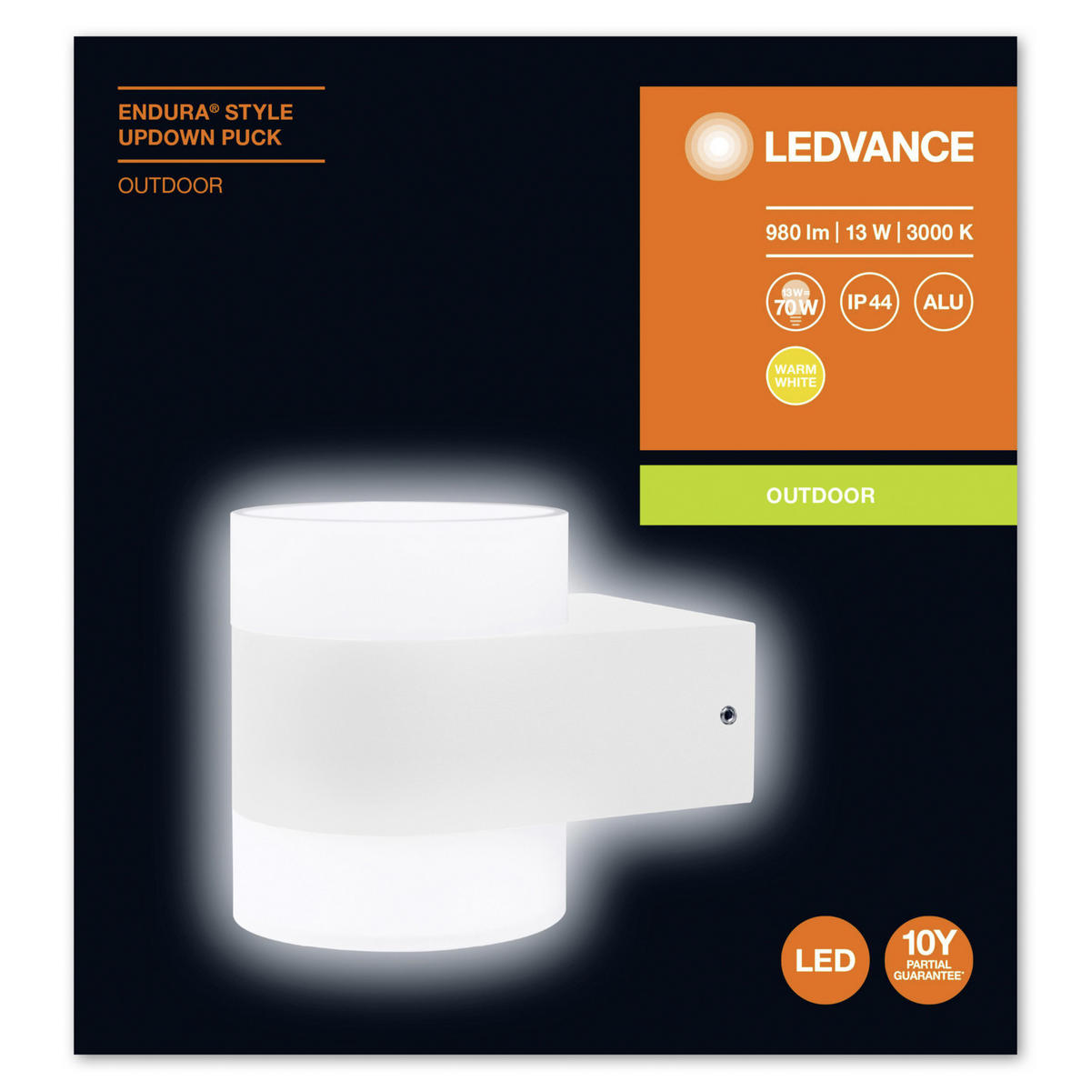 LED-WANDLEUCHTE Endura Style UpDown Puck 13,1/9,1/11 cm   - Weiß, Basics, Metall (13,1/9,1/11cm) - Ledvance