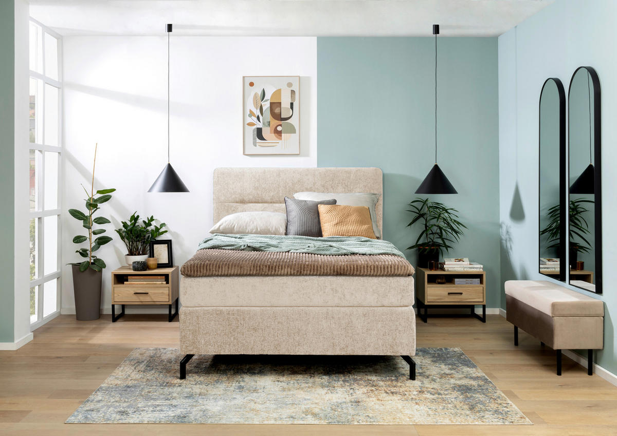 BOXSPRINGBETT 140/200 cm  in Kaschmir  - Kaschmir/Schwarz, Design, Textil/Metall (140/200cm) - Esposa