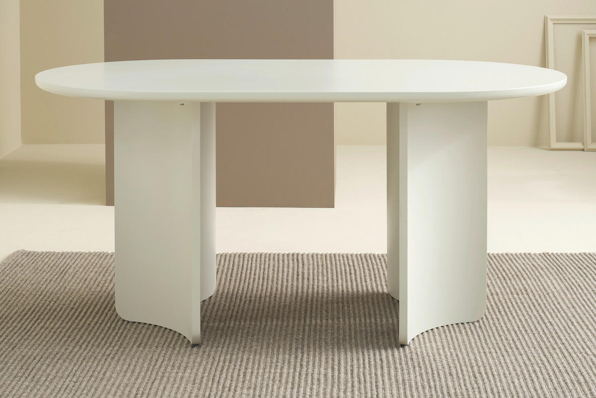 ESSTISCH 160/90/76 cm Nachbildung  Holzwerkstoff oval Seidengrau  - Seidengrau, MODERN, Holzwerkstoff (160/90/76cm) - Schöner Wohnen
