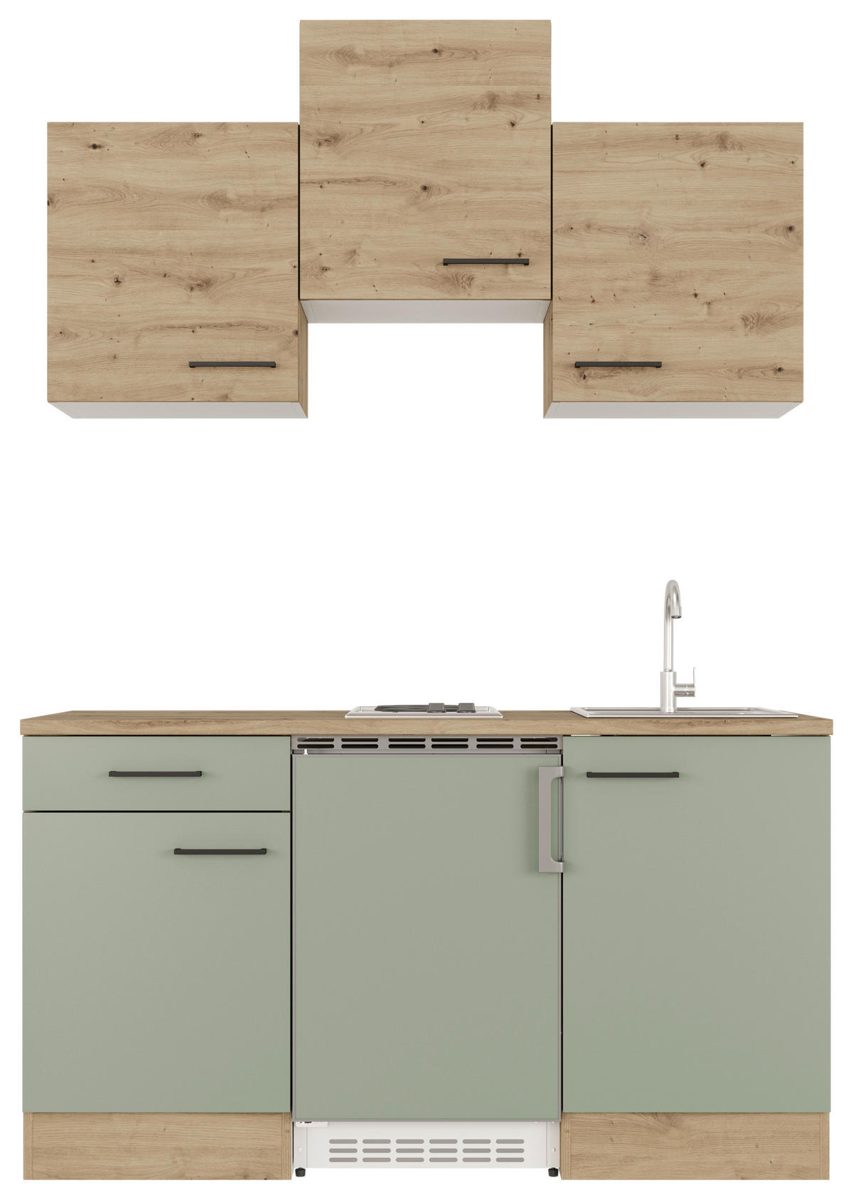 MINIKUCHYNĚ CARA 150,5 - černá/zelená, Basics, kov/kompozitní dřevo (150,5cm) - FlexWell