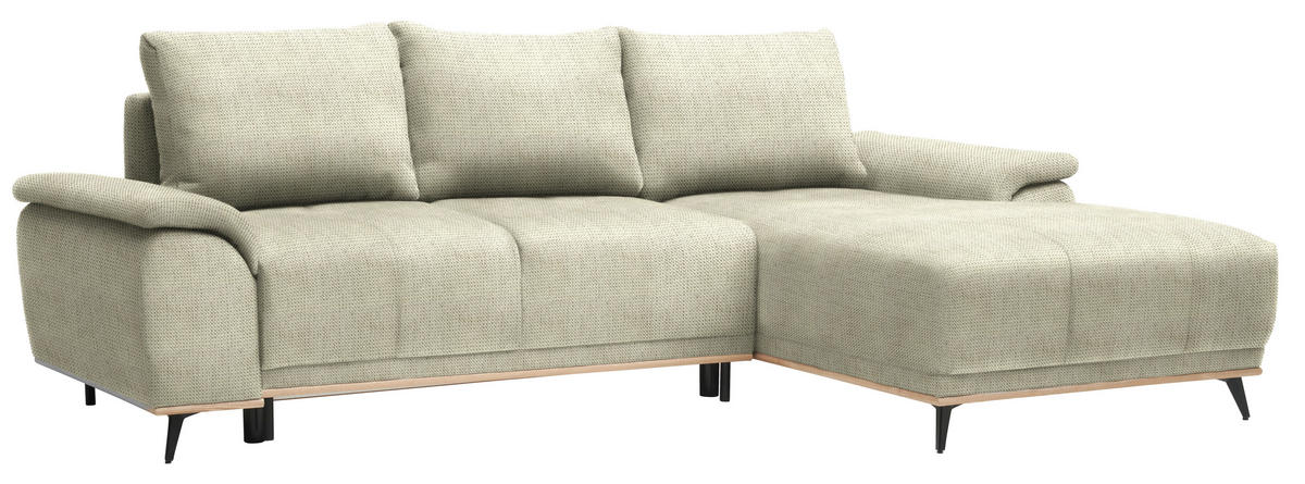 ECKSOFA in Chenille Beige  - Beige/Schwarz, Modern, Textil/Metall (262/168cm) - home24
