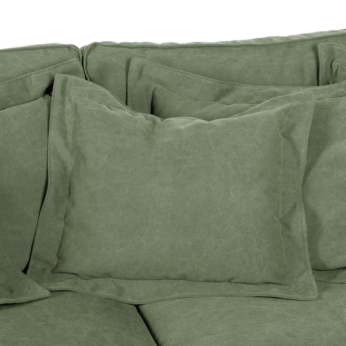 ECKSOFA STELLA in Webstoff Olivgrün Zierkissen, Rückenkissen  238/222 cm  - Schwarz/Olivgrün, Design, Kunststoff/Textil (238/222cm) - P & B