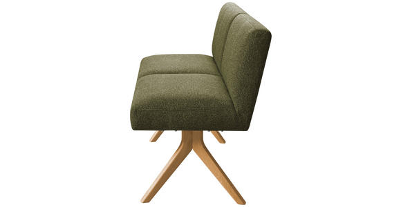 SITZBANK 160/85/69 cm Webstoff Grün Eiche vollmassiv  - Eichefarben/Grün, KONVENTIONELL, Holz/Textil (160/85/69cm) - Linea Natura