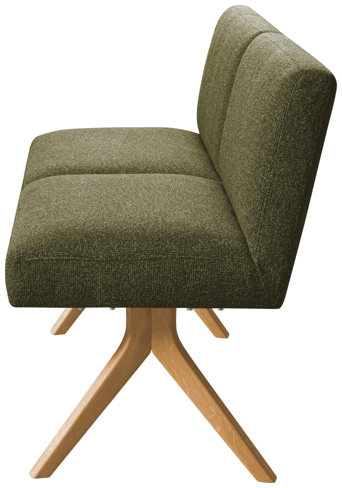 SITZBANK 160/85/69 cm Webstoff Grün Eiche vollmassiv  - Eichefarben/Grün, KONVENTIONELL, Holz/Textil (160/85/69cm) - Linea Natura