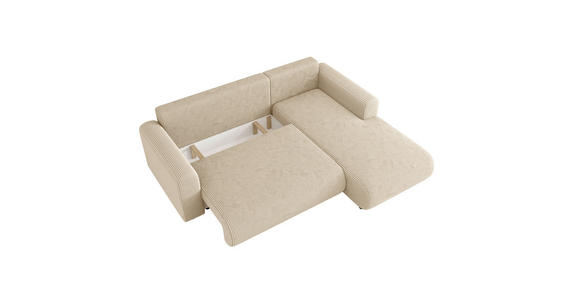 ECKSOFA inkl. Funktionen Creme Cord  - Creme/Schwarz, KONVENTIONELL, Kunststoff/Textil (260/200cm) - Xora