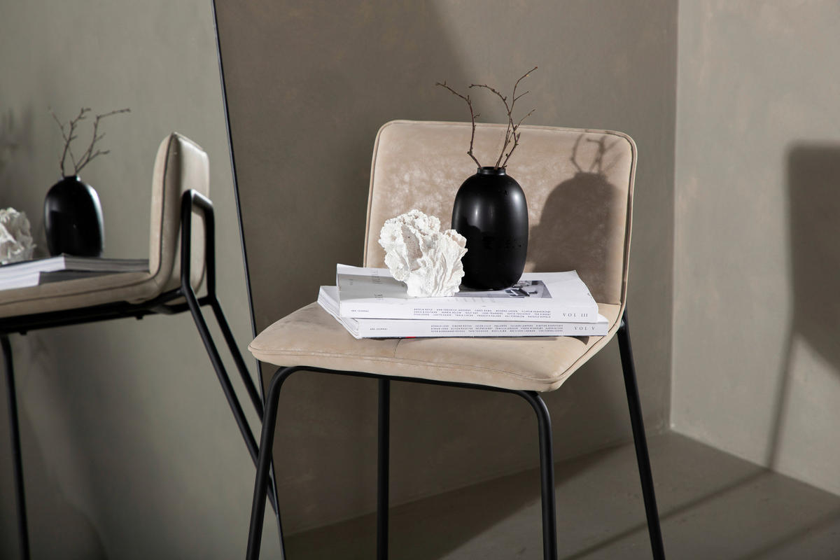 BARHOCKER-SET Schwarz, Beige Stahl  - Beige/Schwarz, Design, Textil/Metall (41/84/50cm) - Livetastic