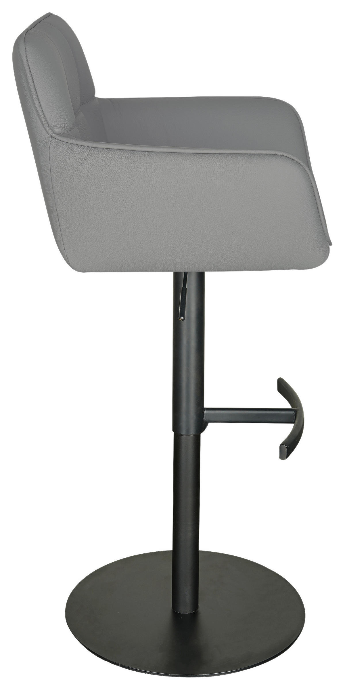 BARHOCKER in Grau, Schwarz  - Schwarz/Grau, MODERN, Leder/Metall (54,5/90/112/51,5cm) - Livetastic