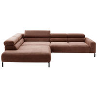 ECKSOFA in Cord Rostfarben  219/309 cm  - Rostfarben/Schwarz, MODERN, Textil/Metall (219/309cm) - Pure Home Lifestyle