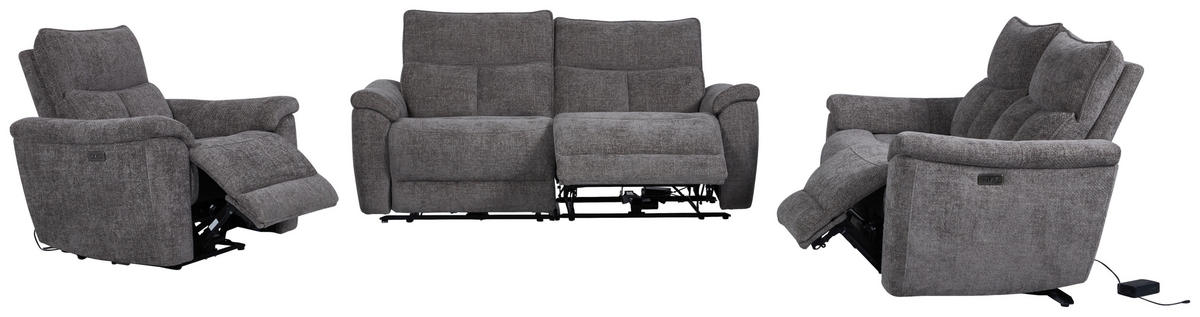 3-SITS SOFFA i vävt tyg grå  - grå, Modern, metall/trä (200/96,5/102cm)