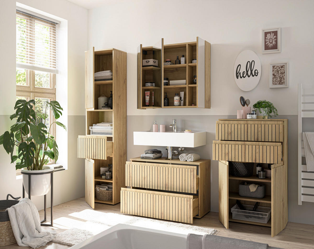 SPIEGELSCHRANK 80/70/20 cm  - Eiche Artisan, MODERN, Glas/Holzwerkstoff (80/70/20cm) - MID.YOU