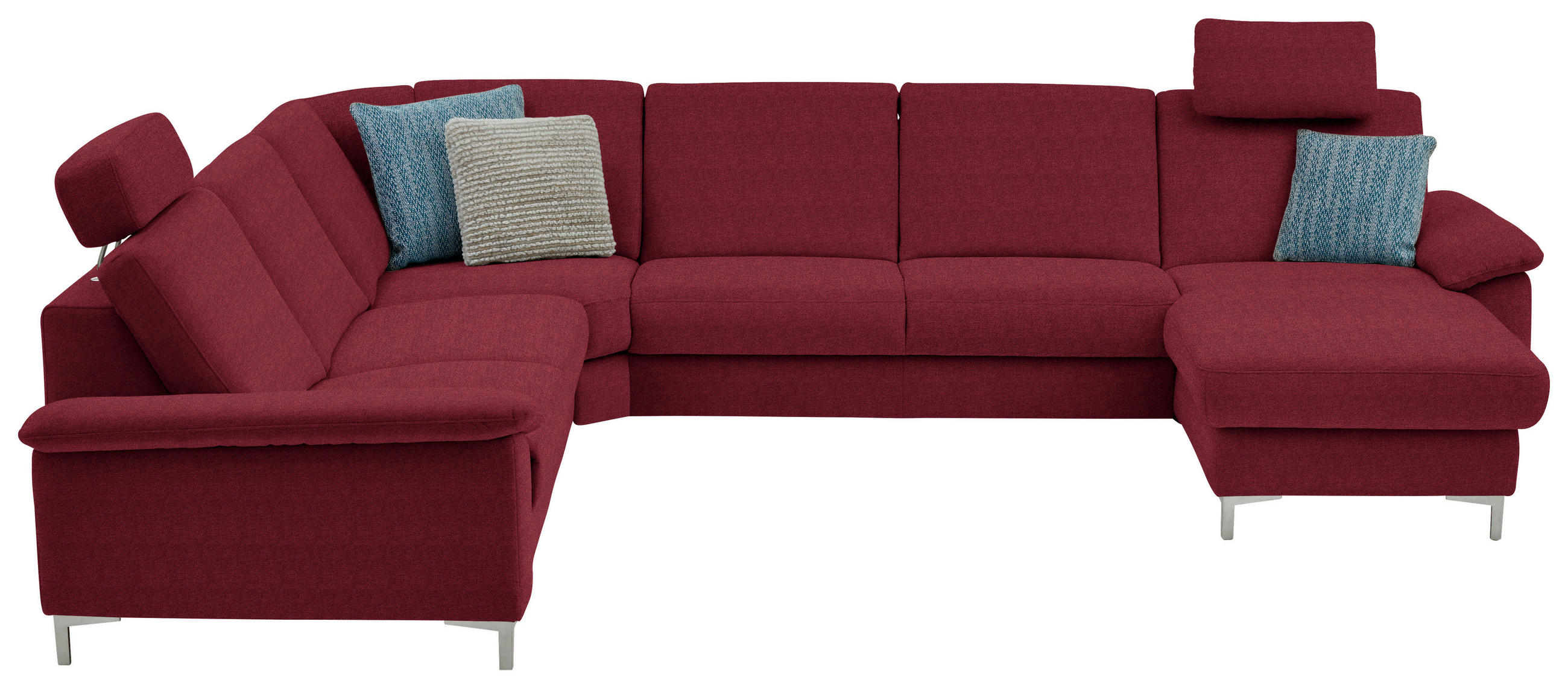 WOHNLANDSCHAFT in Chenille Rot  - Rot/Alufarben, Design, Textil/Metall (265/333/170cm) - Dieter Knoll