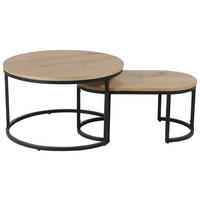 COUCHTISCHSET in Holz, Metall, Holzwerkstoff 70/70/42 cm  - Eichefarben/Schwarz, Konventionell, Holz/Holzwerkstoff (70/70/42cm) - Stylife