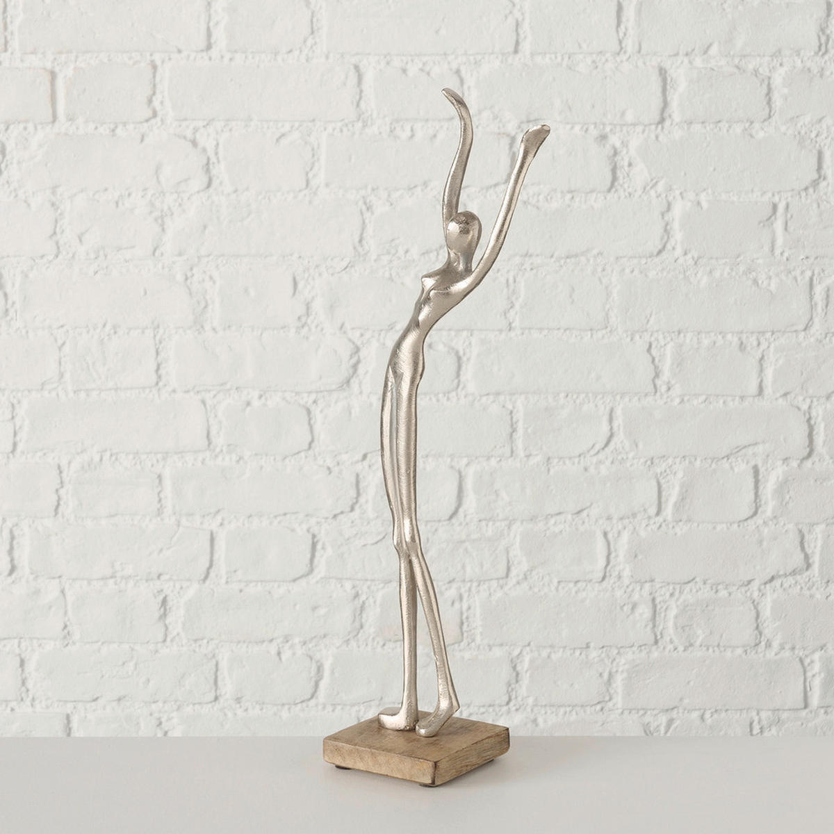 SKULPTUR - silver/naturfärgad, Basics, metall/trä (10/10/52cm)