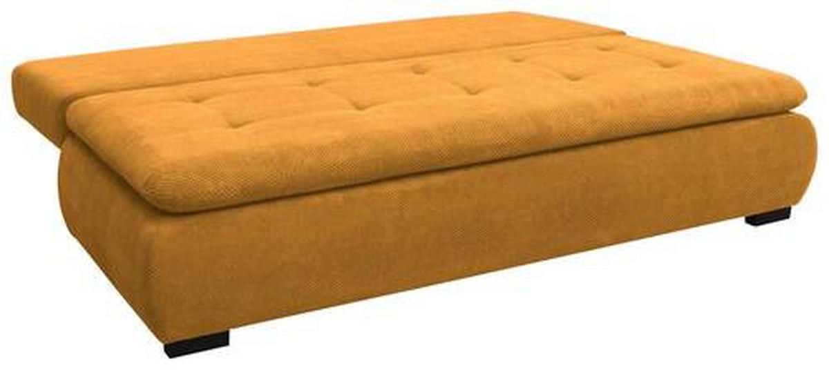SCHLAFSOFA in Webstoff, Plüsch Orange  - Schwarz/Orange, Konventionell, Textil (203/72-96/98cm) - Novel
