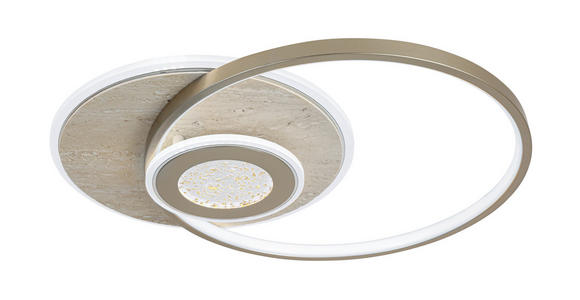 LED-DECKENLEUCHTE Travera 54,5/43/8 cm  - Sandfarben/Chromfarben, Design, Kunststoff/Stein (54,5/43/8cm) - Novel