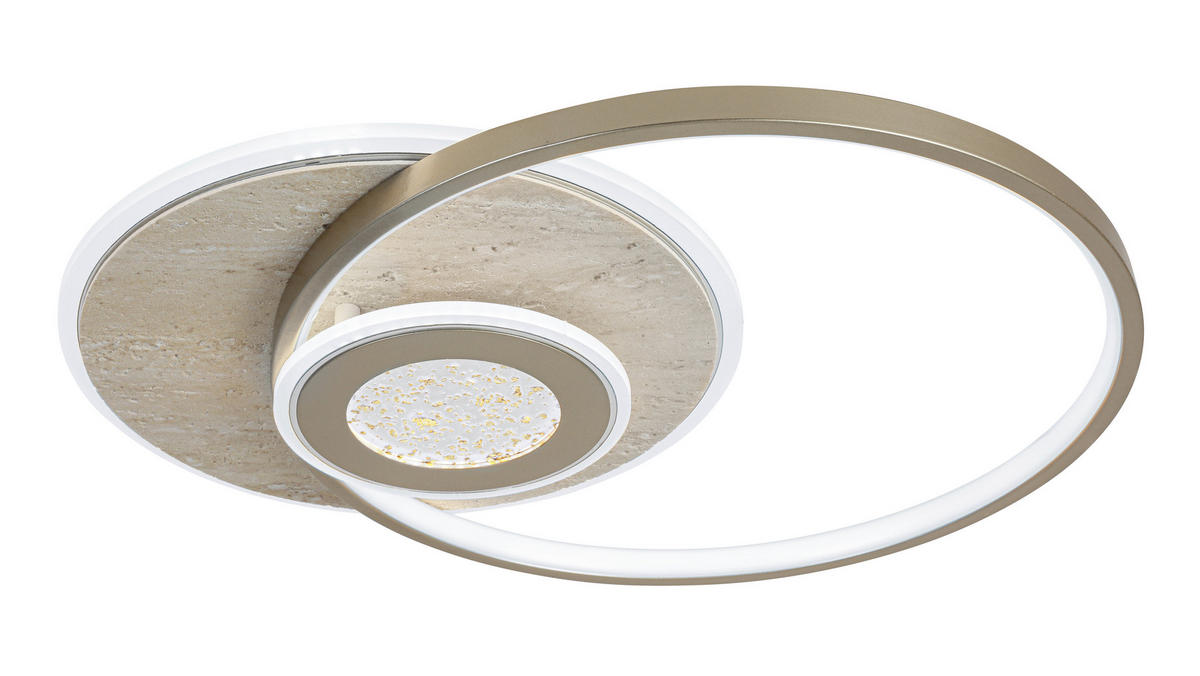 LED PLAFONJERA Travera  - boja hroma/šampanjac, Dizajnerski, kamen/metal (54,5/43/8cm) - Novel