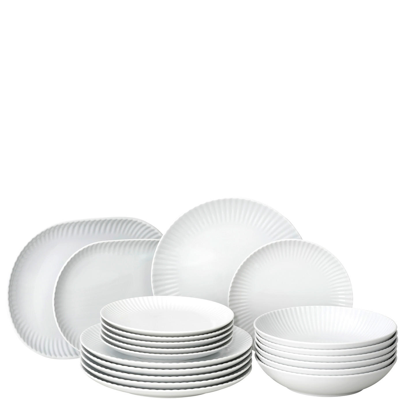 SET KROŽNIKOV  Sunshine  keramika        - bela, Basics, keramika (380/295/285cm) - Thomas