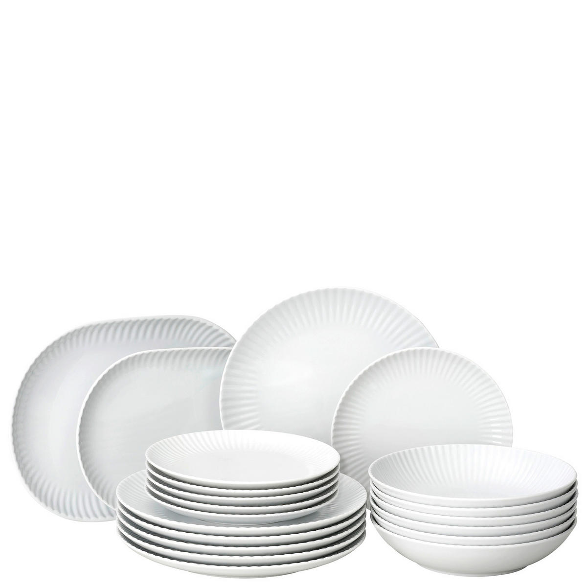 SET KROŽNIKOV  Sunshine  keramika        - bela, Basics, keramika (380/295/285cm) - Thomas