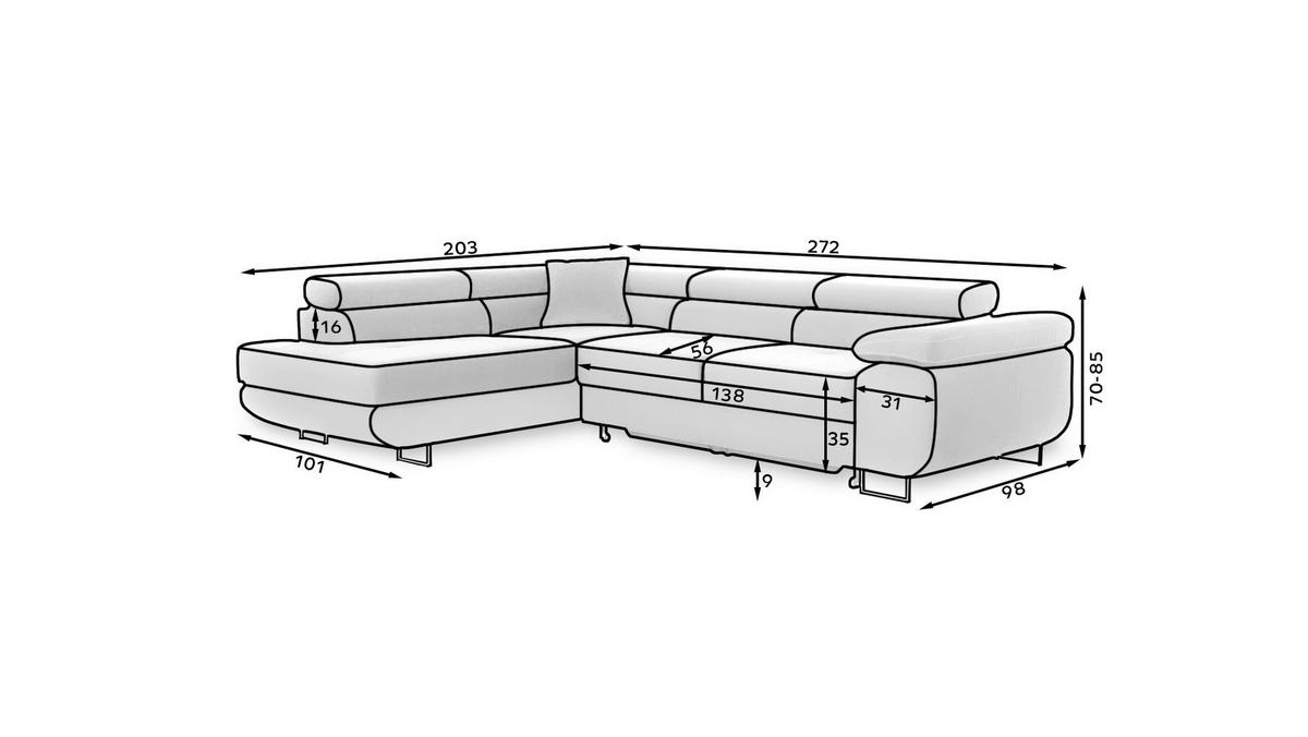 ECKSOFA in Textilgeflecht Grau, Weiß  203/272 cm  - Chromfarben/Weiß, Design, Textil/Metall (203/272cm) - MID.YOU